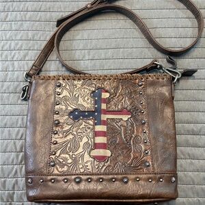 Shyanne leather Crossbody with Embroidered Cross